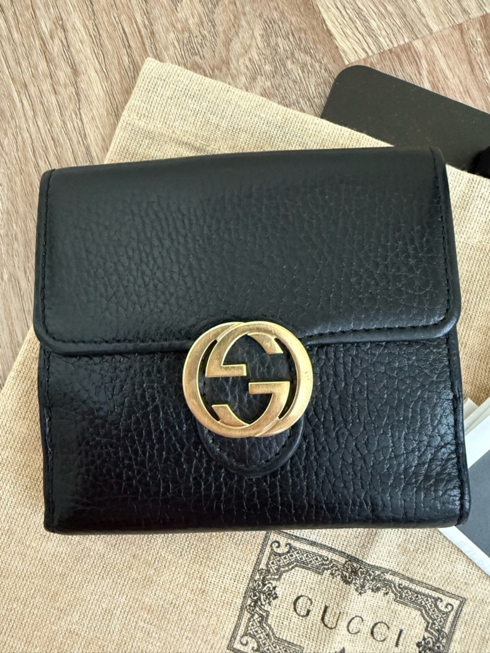 GUCCI Dollar Calfskin Interlocking G French Wallet in Black - Picture 14 of 14